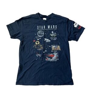 Men's Star Wars Map To The Galaxy Blue Graphic Tee T Shirt Size L